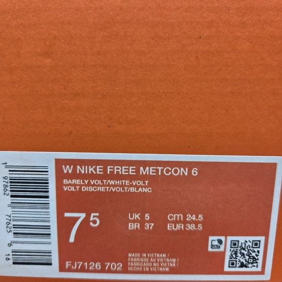 Nike Free Metcon 6 Barely Volt Glow White Women's Workout Shoes Size 7.5 New - Picture 8 of 8